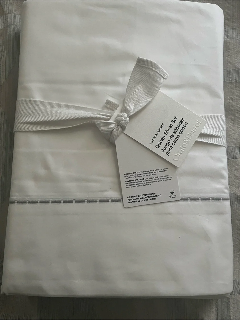 Crate & Barrel Favorite Percale Queen Sheet Set